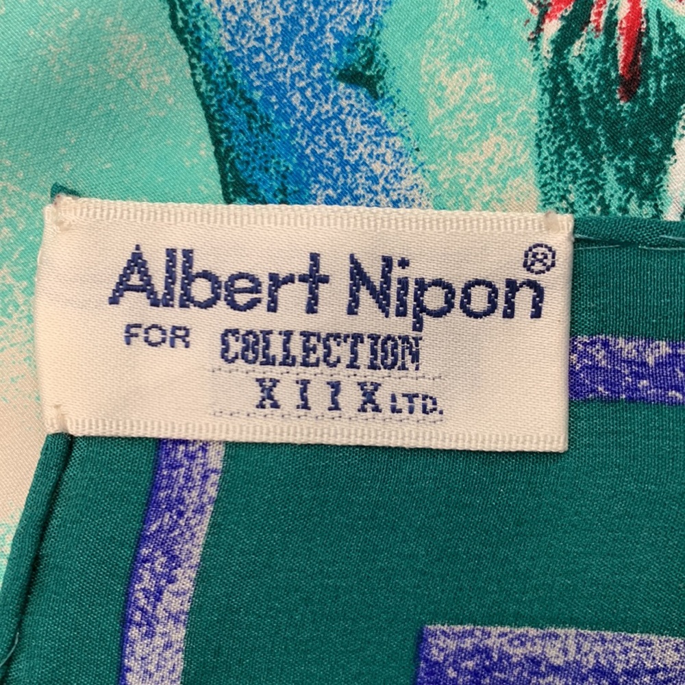 Albert Nipon | Colorful 100% Silk Scarf | 31” X 3… - image 8